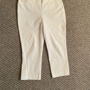 White Pull-On Cropped Pants